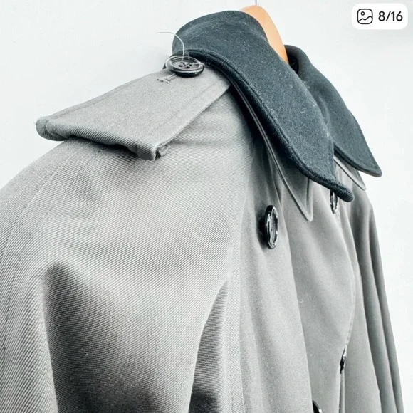 Burberry Coat Trench Kensington Heritage Coat Long Black Belt Jacket Wool 8 L - Picture 8 of 11